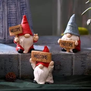 Креативные мини-фигурки гномов из смолы, симпатичные миниатюрные статуэтки гномов, переносные мультяшные рождественские фигурки гномов для сада