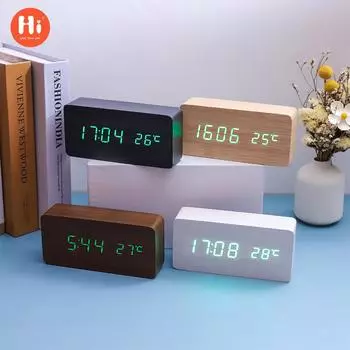 Креативные многофункциональные деревянные часы с голосовым управлением, простые деревянные часы для дома, многофункциональные электронные часы для студентов