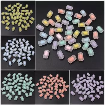 Креативные модные 20 шт., 8-угольные цилиндрические свободные бусины, подвески, ювелирные аксессуары «сделай сам», матовый, прозрачный акрил Transparent фиолетовый