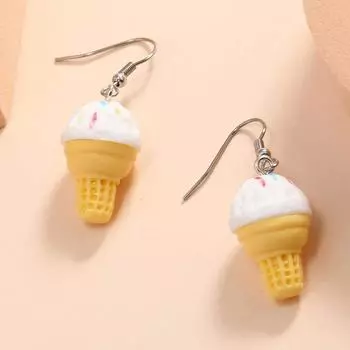 Креативные модные серьги-кольца Cone, персонализированные серьги-крючки в виде белого летнего мороженого белый