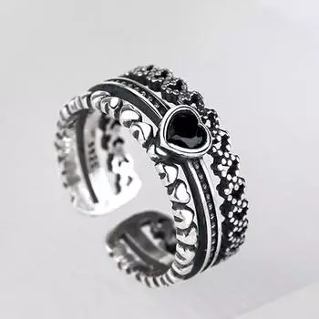 Креативные модные винтажные готические кольца в форме сердца, открытые регулируемые кольца в стиле хип-хоп для женщин, ювелирные изделия, подарки на Хэллоуин