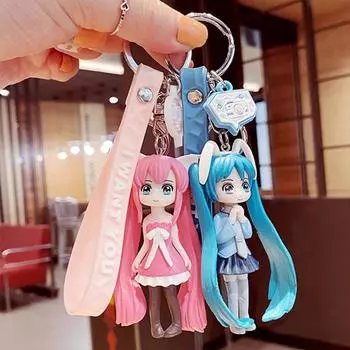 Креативные мультяшные кольца для ключей для девочек, сумка, подвеска, пряжка для ключей, украшения, автомобильные аксессуары синий