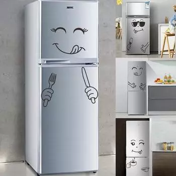 Креативные мультяшные наклейки на холодильник, милые мультяшные смайлики, наклейки на стену B