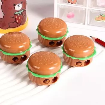 Креативные мультяшные точилки для карандашей в форме гамбургера с двумя отверстиями Инструменты для резки карандашей Школьные принадлежности Канцелярские товары для студентов Подарки onesize