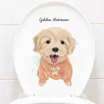 Креативные наклейки для туалета, милая собака, забавное лицо, легко очищается, долговечная наклейка D