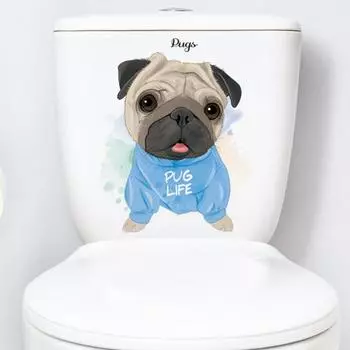 Креативные наклейки для унитаза, милая собака, забавное лицо, легко отделяемая палочка, долговечные яркие цвета, прочно прикрепленные наклейки для украшения ванной комнаты D