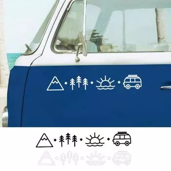 Креативные наклейки на дерево для автомобиля, декоративные наклейки для грузовика, внедорожника, боковые части кузова, водонепроницаемые светоотражающие наклейки на дерево белый