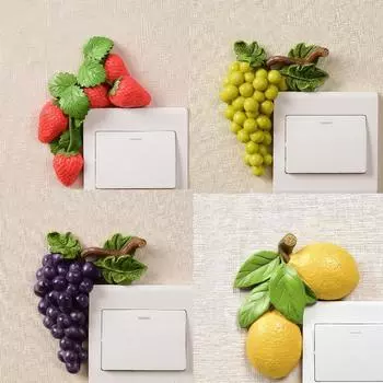 Креативные наклейки на фруктовые переключатели Декоративные наклейки на кухонные переключатели Милая декоративная розетка из смолы Наклейки на стерео-фруктовые переключатели