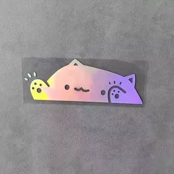 Креативные наклейки на машину с котами: Игривые рисунки котят для украшения окон и покрытия когтей Waving Kitten 14*5cm чёрный