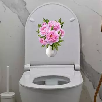 Креативные наклейки на стену с цветами в горшках, водонепроницаемые самоклеящиеся наклейки из ПВХ, виниловые художественные украшения, съемные наклейки на крышку унитаза, керамика для ванной комнаты G