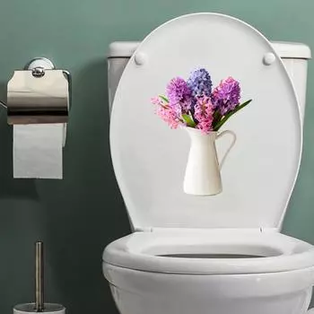 Креативные наклейки на стену с цветами в горшках, водонепроницаемые самоклеящиеся наклейки из ПВХ, виниловые художественные украшения, съемные наклейки на крышку унитаза, керамика для ванной комнаты L