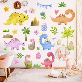 Креативные наклейки на стену с изображением динозавра, детский сад, детская комната, украшение на стену, гостиная, фоновая наклейка