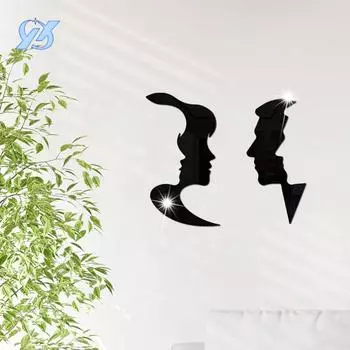Креативные наклейки на зеркало лица, трехмерные акриловые наклейки на стену, теплые наклейки на стену спальни гостиной