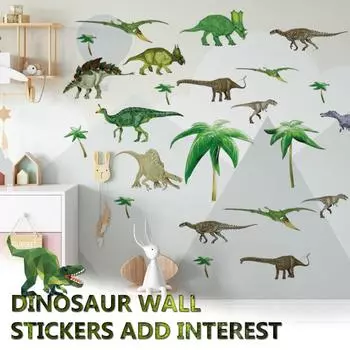 Креативные наклейки с динозаврами, мультяшные детские наклейки, наклейки на стену