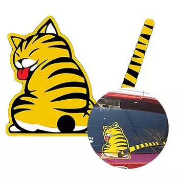 Креативные наклейки с изображением кошки, движущиеся хвостовые лапы, наклейки на лобовое стекло, задний дворник, 3D забавные мультяшные наклейки, автонаклейка, внешние аксессуары