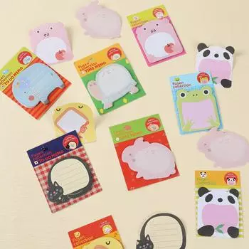 Креативные наклейки с милыми мультяшными животными, липкие заметки и удобные наклейки с сообщениями, съемные наклейки с индексными животными светло-серый