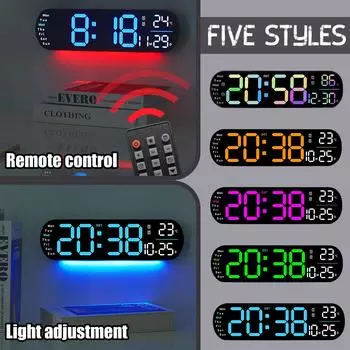 Креативные настенные часы, многофункциональные часы, часы для гостиной, большой экран, светодиодный цифровой будильник One Size