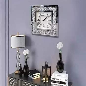 Креативные настенные часы с бриллиантами, современные бесшумные часы, роскошные настенные часы, домашний декор, украшение для гостиной, квадратные стеклянные часы, подарок
