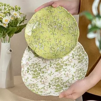 Креативные нестандартные обеденные тарелки во французском стиле с изысканными цветами, керамическая тарелка для послеобеденного чая, фруктов, десерта, уникальная посуда