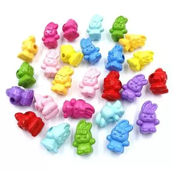 Креативные однотонные акриловые бусины ручной работы, детские ювелирные изделия, аксессуары для волос кролика, подвеска, 10 шт., мультяшный кролик розовый