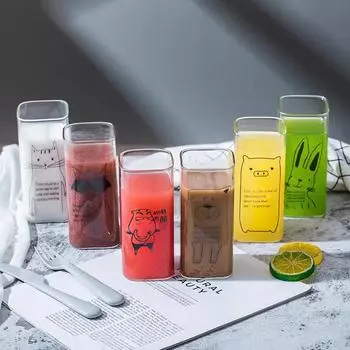 Креативные печатные молочные стеклянные кружки, молочные чайные кружки для завтрака, кофейные чашки, кружки для чая, рождественские кружки, посуда для напитков, уникальный подарок 400 мл 400ml