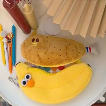 Креативные пеналы в виде жареных куриных ножек Милые пеналы из бархата с бананами Детская канцелярская сумка Назад в школу