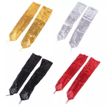 Креативные перчатки с блестками, длинные перчатки без пальцев, женские перчатки для косплея, аксессуары для нарядов чёрный