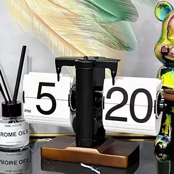 Креативные перелистывающиеся часы, персонализированные электронные ретро-часы, синие, простые, в европейском стиле, аксессуары для дома, подарок на день рождения L синий