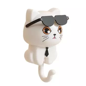 Креативные пластиковые крючки для мультяшных кошек, декоративные водонепроницаемые подвесные крючки, вешалки для кошек, ключи для ванной комнаты C3H7 Black-1pcs