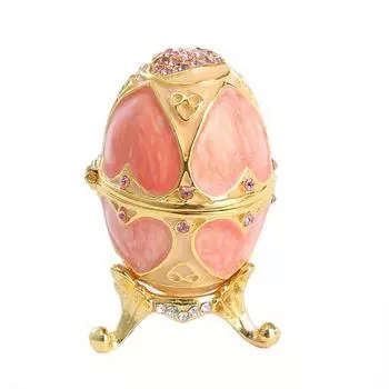 Креативные подарки для дома, шкатулки для украшений в форме яиц, изделия ручной работы из металла, эмалевые украшения с инкрустацией бриллиантами розовый