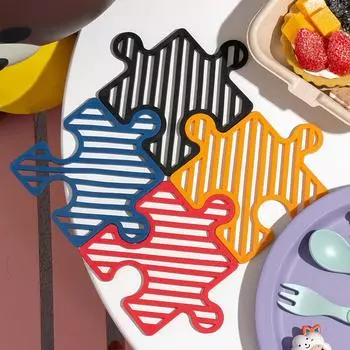 Креативные подставки под пазлы для кухни, полые нескользящие столовые приборы, теплоизоляционная подложка, водонепроницаемая подставка для кофейной чашки, подставка для горшка синий