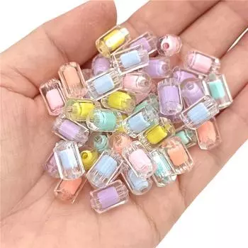 Креативные подвески, прозрачные аксессуары для ювелирных изделий своими руками, матовые акриловые стержневые 8-угольные цилиндрические свободные бусины, 20 шт., модные аксессуары Transparent фиолетовый