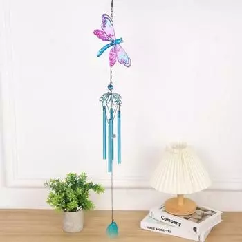 Креативные подвесные колокольчики со стрекозами из металла и стекла, расписанные вручную, подвесные украшения для внутреннего двора A