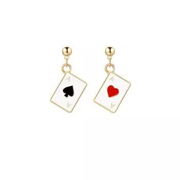 Креативные покерные серьги-капли с тузом, сердца, пики, карты, асимметрия, мини-висячие серьги, подарки для женщин и девочек, ювелирные изделия, уникальный дизайн