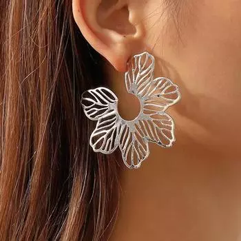 Креативные полые большие металлические серьги-подвески в виде листьев цветов для женщин, новые преувеличенные темпераментные золотые украшения индивидуального цвета золотой
