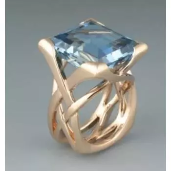 Креативные полые золотые инкрустированные квадратные синие кольца с камнями для женщин, аксессуары для вечеринок, подарки, ювелирные изделия на заказ 6