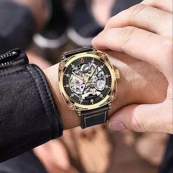 Креативные прямоугольные полые автоматические механические часы мужские водонепроницаемые светящиеся механические часы деловые часы праздничный подарок часы серебряный