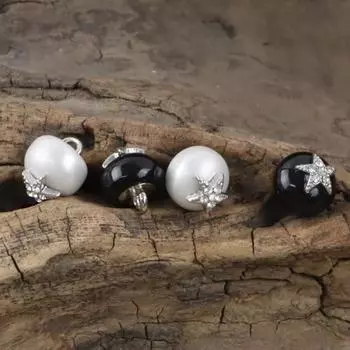 Креативные пуговицы в виде морских звезд с жемчугом, украшенные бриллиантами, пятиконечные пуговицы в форме звезды на ножке, аксессуары для шитья одежды, 10 штук 10mm белый