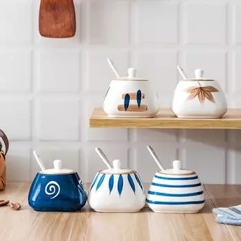 Креативные японские солонки и перечницы, керамический контейнер, бутылочка для кухонных приправ, банка для специй, банка для приправ, место для хранения