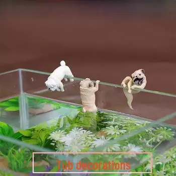 Креативные японские украшения в виде собачьей куклы для круглых краев аквариума