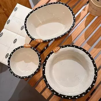 Креативные расписанные вручную керамические тарелки, вкусные блюда, паста, обеденная тарелка, домашний послеобеденный чай, фруктовые закуски, изысканная милая посуда