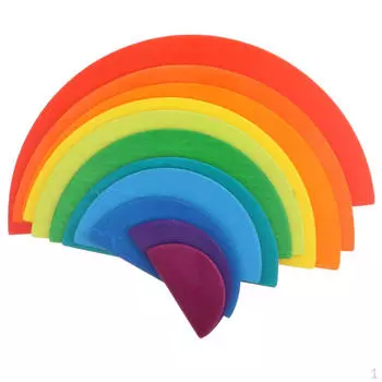 Креативные развивающие игрушки-вложенности - деревянная радуга-пазл из 11 предметов