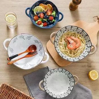 Креативные ретро керамические миски, легкая роскошная ресторанная большая суповая миска, домашние деликатесы, миска для рамена, уникальная столовая посуда