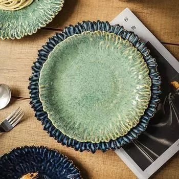 Креативные ретро нестандартные керамические тарелки легкая роскошная ресторанная тарелка для стейка салата изысканные вкусные блюда бытовая посуда