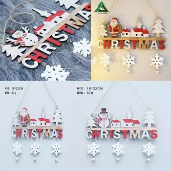 Креативные рождественские деревянные поделки подвеска для рождественской вечеринки для дома, ресторана, торгового центра, витрины, подарка на день рождения, двери, подвесные украшения