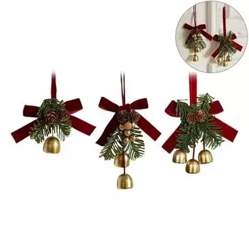 Креативные рождественские подвесные украшения, бархатный бант, рождественский колокольчик, кулон, рождественские украшения Style 2