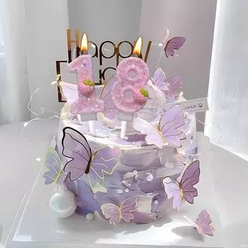Креативные розовые свечи в форме рыбьего хвоста для украшения торта на день рождения, симпатичная розовая цифровая свеча в виде бабочки для украшения дня рождения, свадьбы