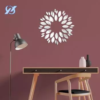 Креативные самодельные наклейки на зеркало с изображением подсолнечника для гостиной, спальни, украшения стен, настенные наклейки на фон телевизора