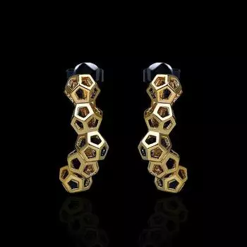 Креативные серьги для женщин, посеребренные 925 пробы, ретро, нерегулярные серьги в виде сот, модные вечерние женские украшения, подарок на день рождения чёрный