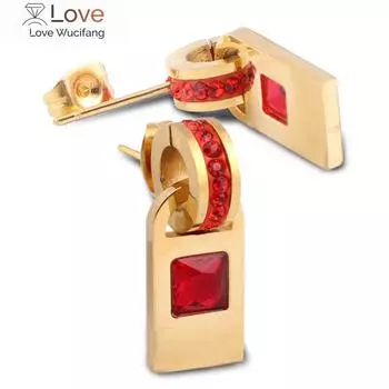 Креативные серьги из титановой стали с инкрустацией цирконием, женские кристаллы из Австрии, 2 цвета, подходят женщинам для вечеринки красный